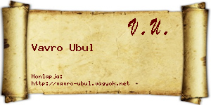 Vavro Ubul névjegykártya
